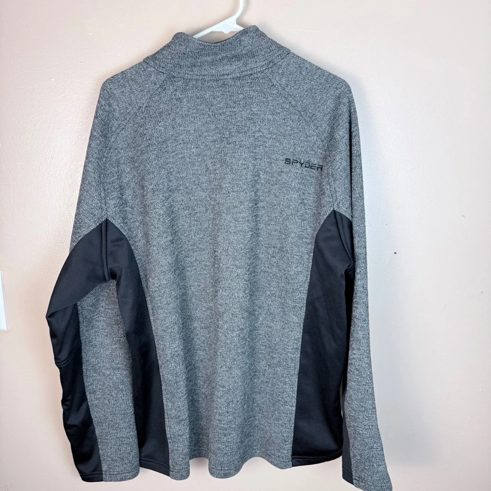 Spyder Mens XXL Heather Gray Black Quarter Zip Fleece Pullover‎ Jacket 186400